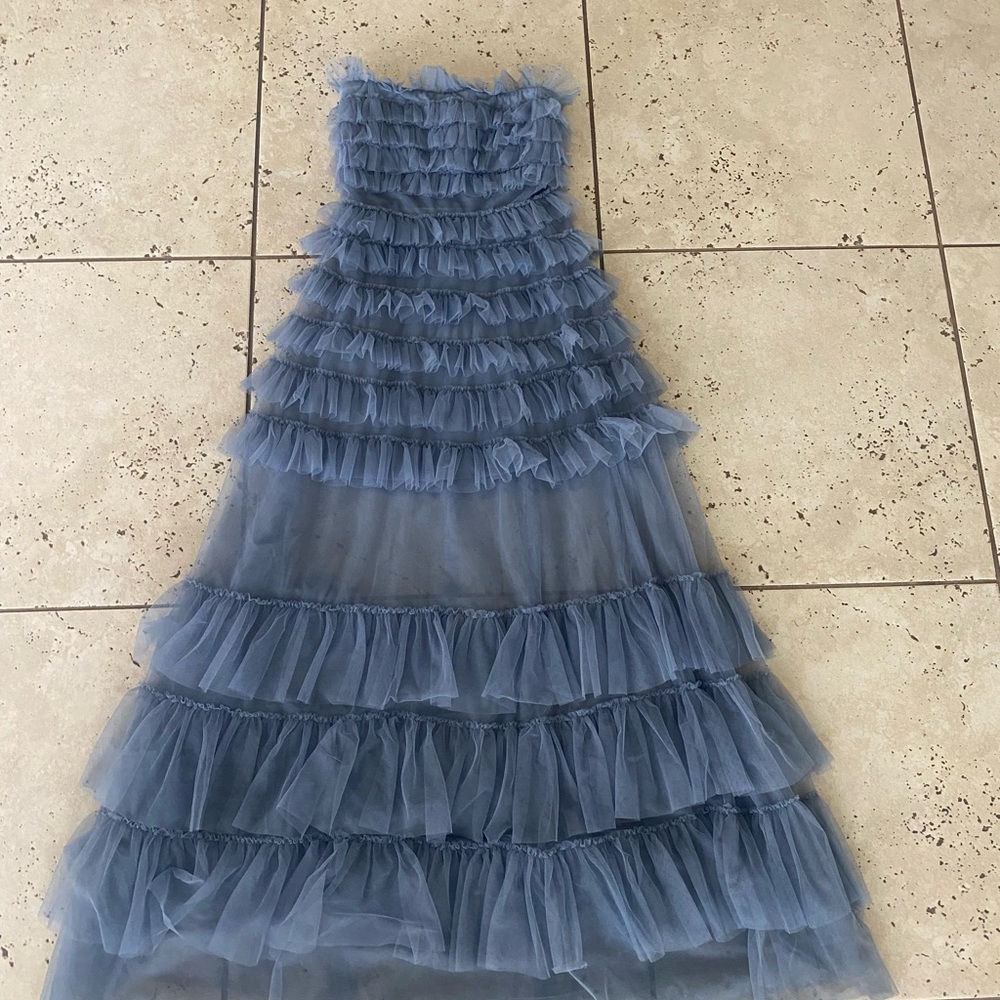 Elegant Blue Tiered Tulle Dress
